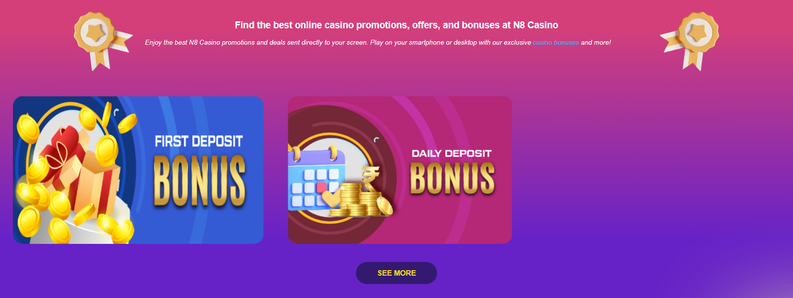 Bonuses offered by N8 Casino